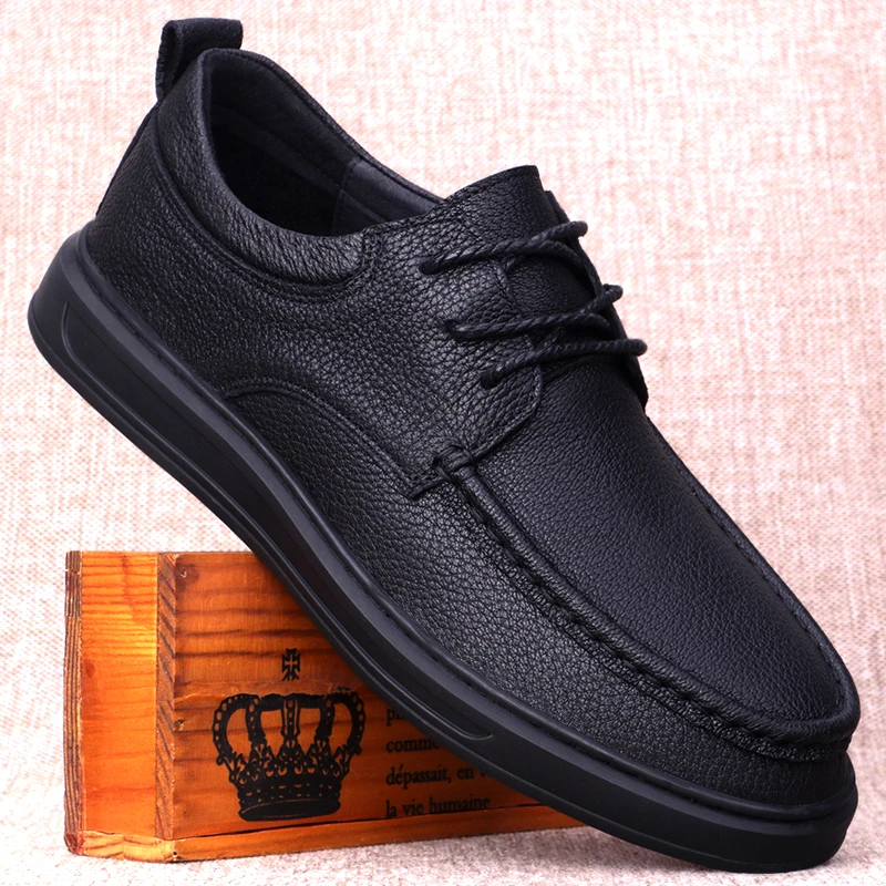 春秋皮鞋男系带新款真皮鞋软底软面男士商务休闲男鞋纯羊皮皮鞋男