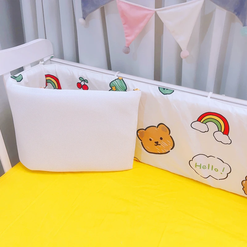 婴儿床床围软包一片式透气防撞床围挡布宝宝床品围栏可拆洗秋冬