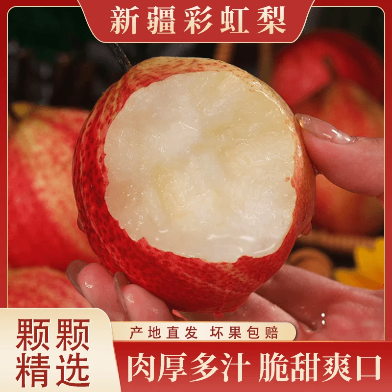 【梨中的贵族】彩虹梨新鲜时令水果红皮梨酥脆多汁蜜梨产地直发 D
