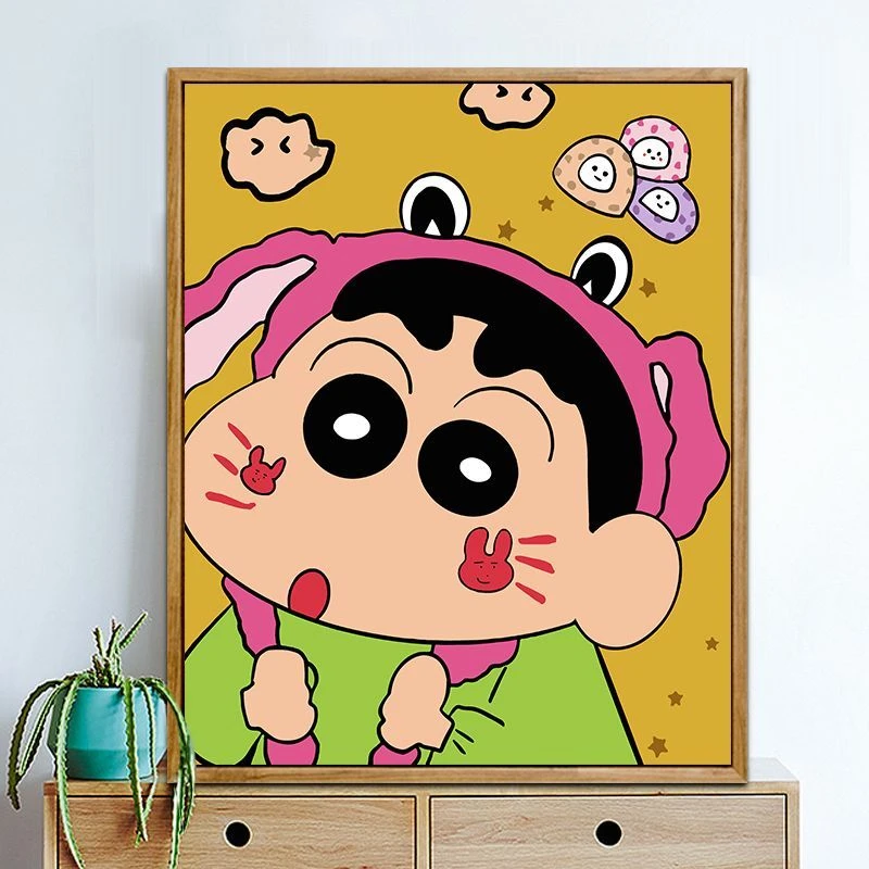 蜡笔小新数字油画diy填色手工涂色爆款卡通DIY礼物装饰油彩挂画画