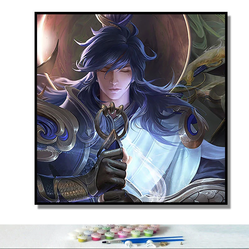 王者荣耀数字油画diy填色李信动漫手工DIY礼物手绘涂色装饰挂画画