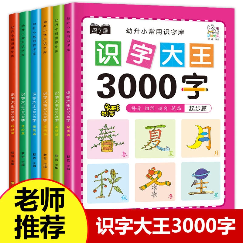 全6册识字大王3000字 幼儿看图识字认知书儿童启蒙早教认字书宝宝