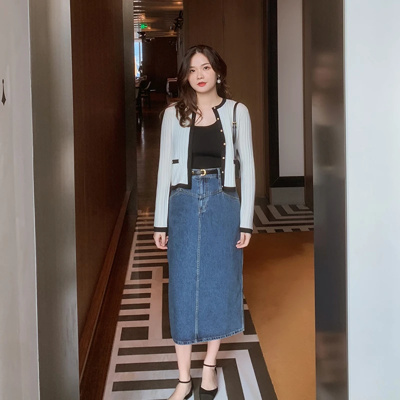 气质优雅显瘦牛仔半身裙裙子