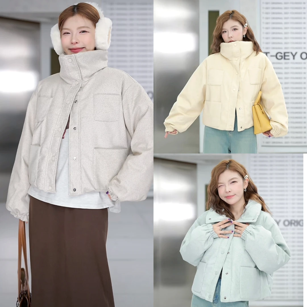 【马卡龙】少女感立领纹理质感多色羽绒外套