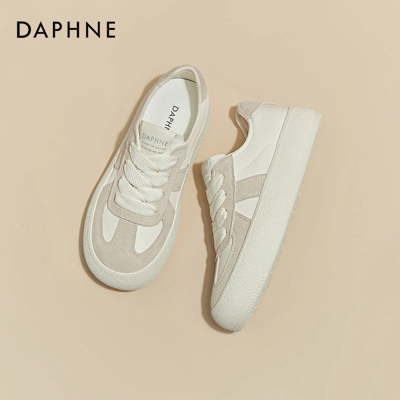 达芙妮拼色厚底德训鞋女2024夏季新款时尚百搭透气板鞋休闲运动鞋