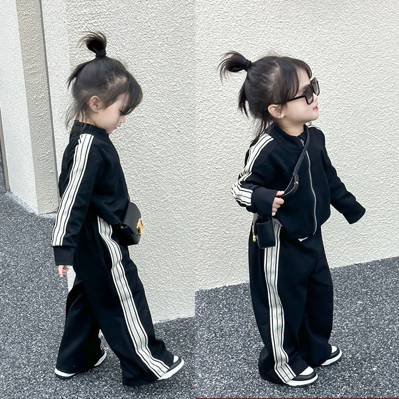 女童套装2024网红春秋韩范洋气女宝宝秋季运动休闲长袖两件套童装