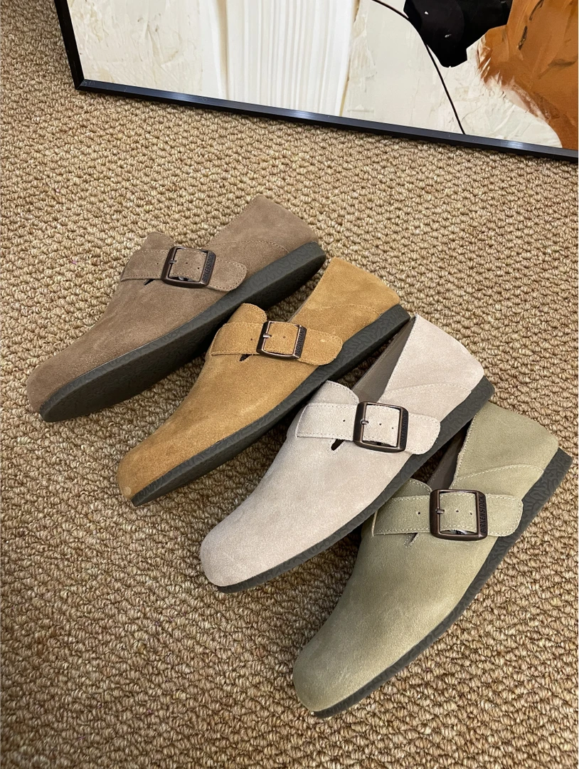 平底真皮勃肯女鞋一鞋两穿款舒适软底复古风磨砂牛皮休闲百搭