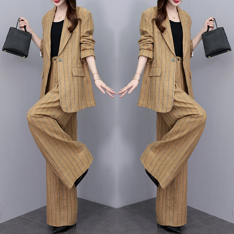 高端三件套女西装2025春季新款阔腿裤休闲西服外套气质时尚套装潮