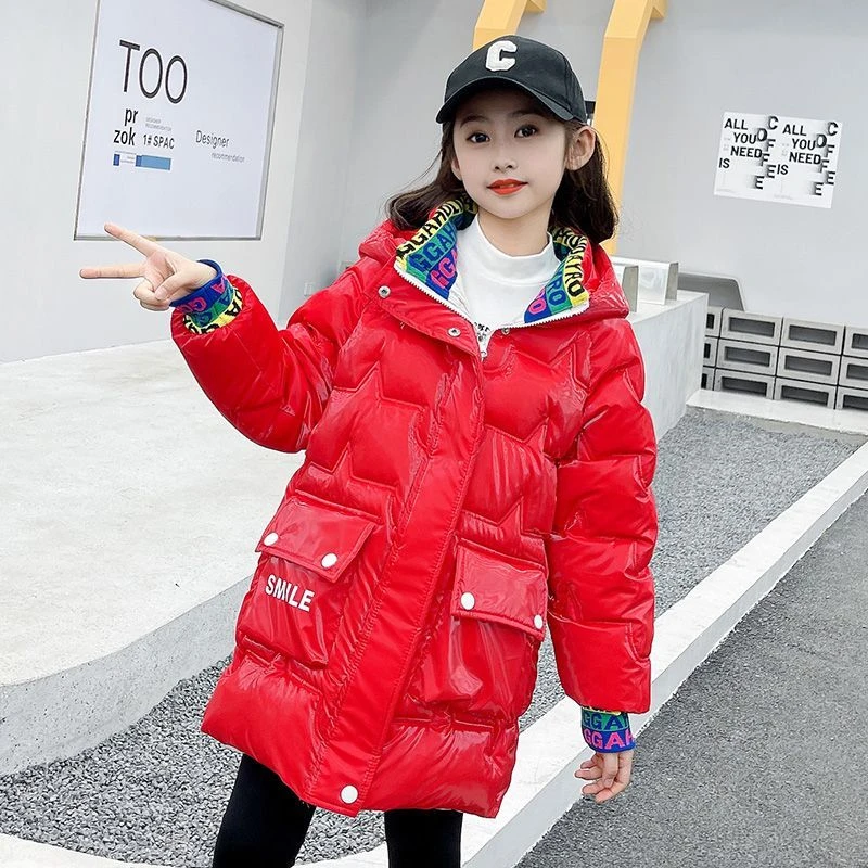 女童棉服冬季儿童免洗上衣中大童加绒衣服女孩中长款加厚外套