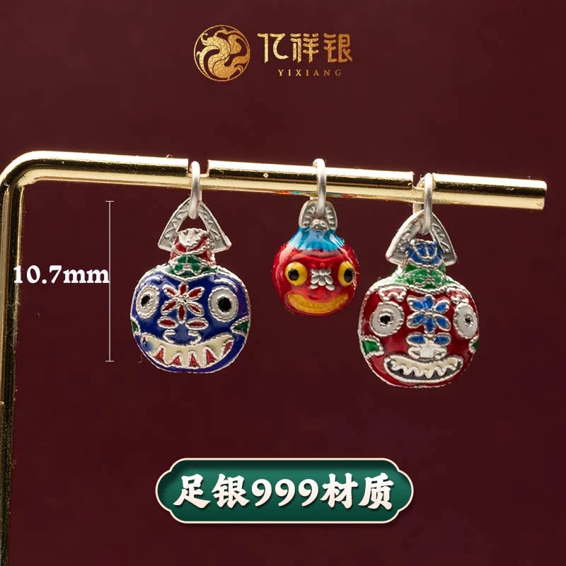 足银珐琅银制品 复古手工古法民族风精美素款银珠吞金兽银配件