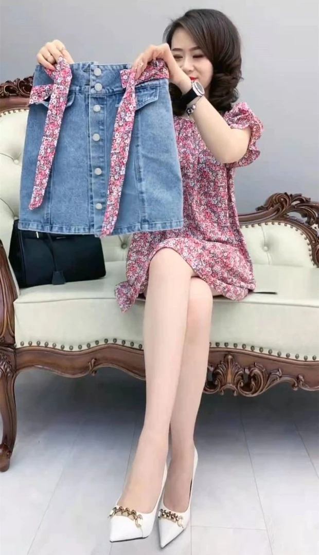 新款套装连衣裙2025夏季新款显瘦中长款女裙半身牛仔裙两件