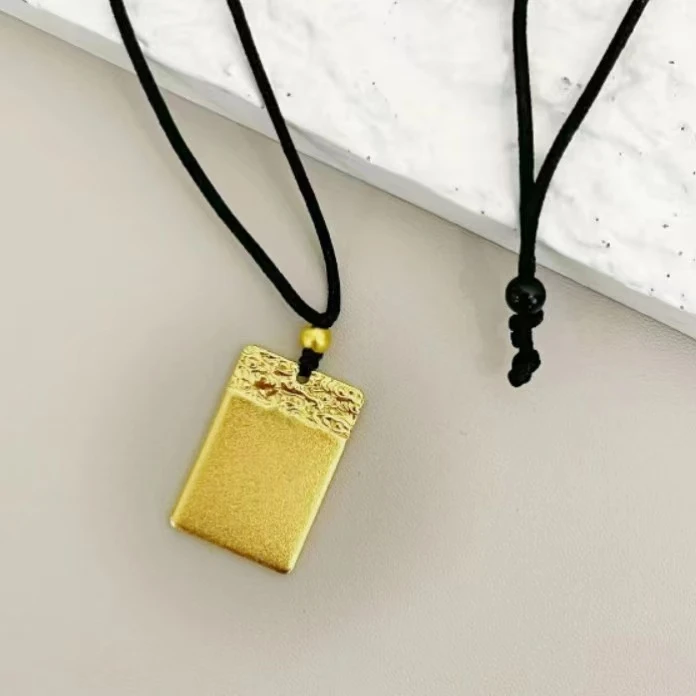 铜合金项链 毒饰高定    经典款金色方块黑色编制绳项链PZ003