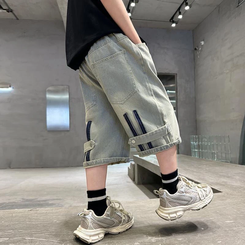 男童夏季牛仔短裤薄款2024新款儿童装休闲男孩大童潮酷中裤外穿潮