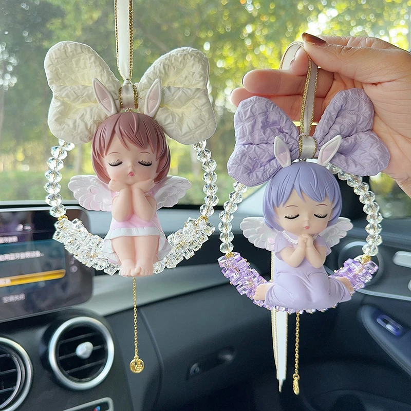 汽车水晶挂件车内吊饰网红天使娃娃后视镜吊坠车上女神款装饰用品