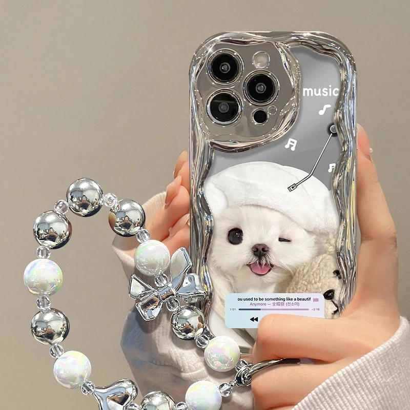 可爱狗狗iPhone14女款手机壳苹果华为OPPO小米vivo电镀曲边防摔