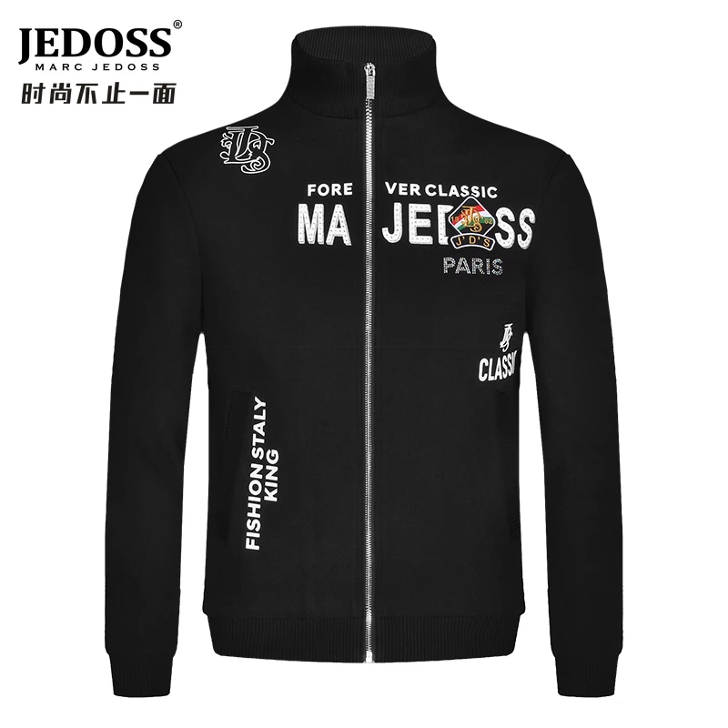 JEDOSS/爵迪斯城市机能针织夹克立领刺绣男士时尚休闲秋冬外套