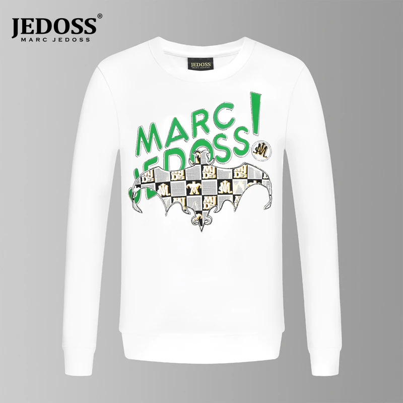 JEDOSS/爵迪斯秋上新潮牌男装图案烫钻烫印圆领套头卫衣休闲长袖
