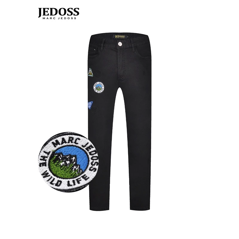 JEDOSS/爵迪斯春夏专柜同款男牛仔裤子LOGO绣标烫印中腰牛仔裤036