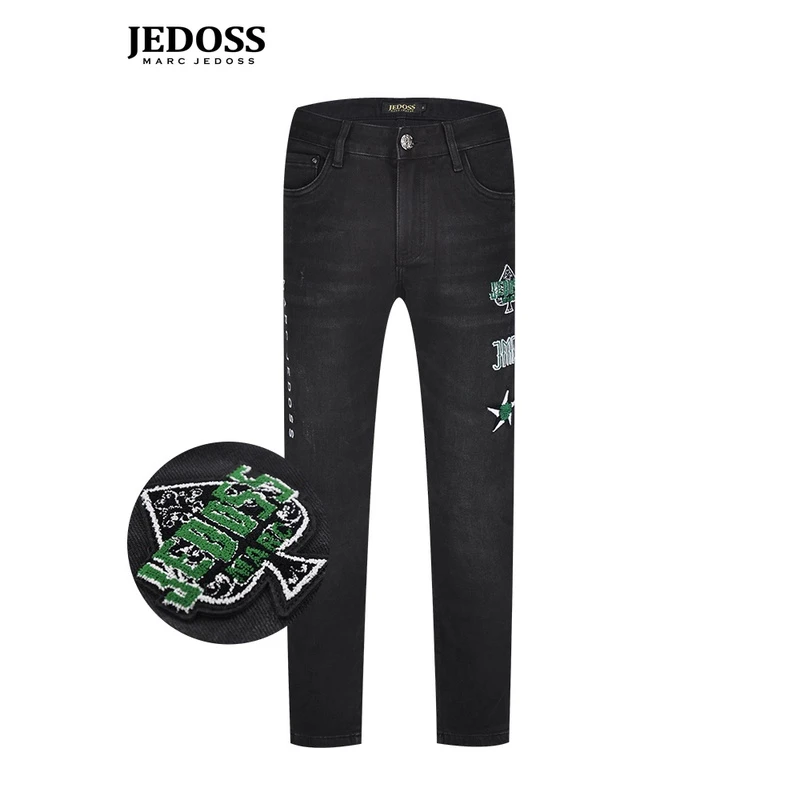JEDOSS/爵迪斯男装秋冬专柜破洞黑桃毛巾绣水洗休闲裤长裤029休闲
