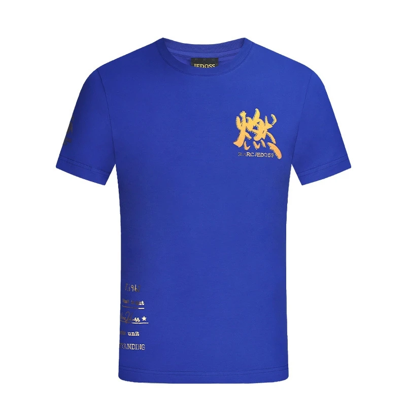 JEDOSS/爵迪斯情侣潮牌春夏男士烫金烫钻燃休闲速干短袖T恤