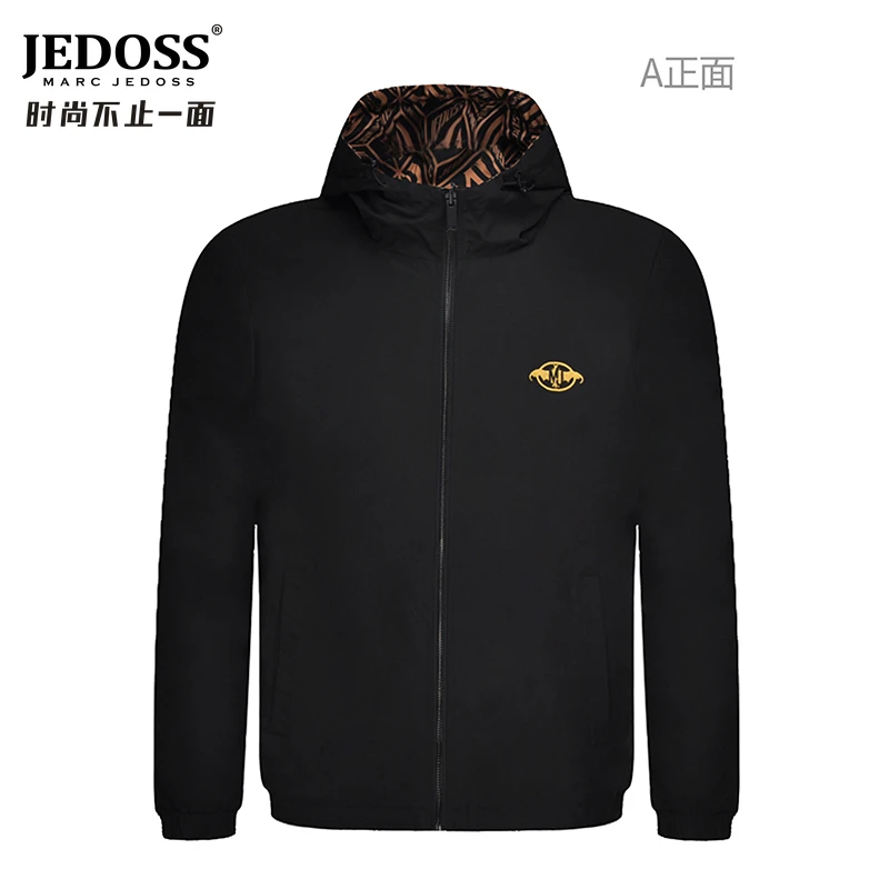 JEDOSS/爵迪斯冬季男装秋冬情侣满印花双面可穿修身夹克外套AD135