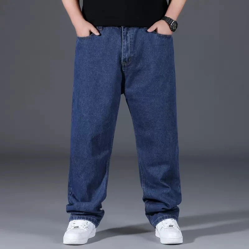 Foreign trade jeans male 宽松直筒加肥加大码男士牛仔裤子潮牌