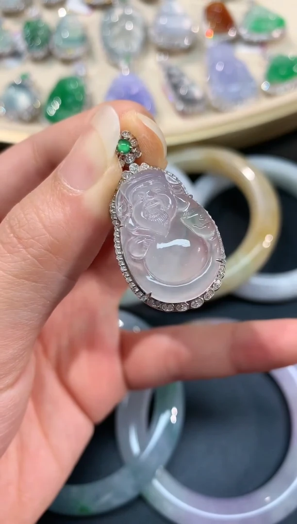 【闪购商品】翡翠吊坠(不含链)18K金镶嵌A76|12800