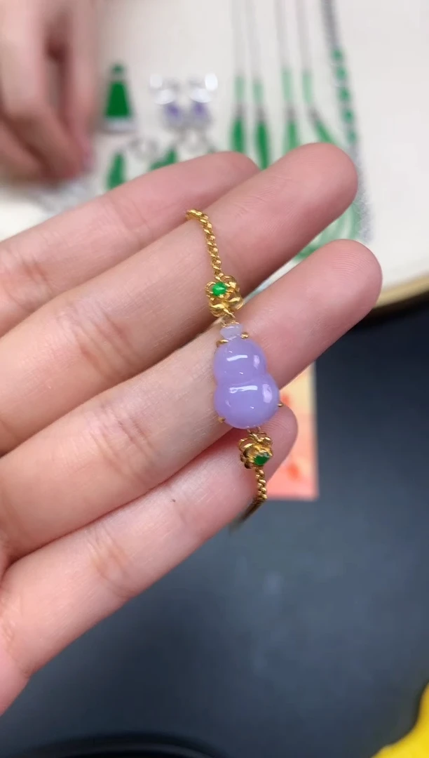 【闪购商品】翡翠手链18K金镶嵌手链A157|4980