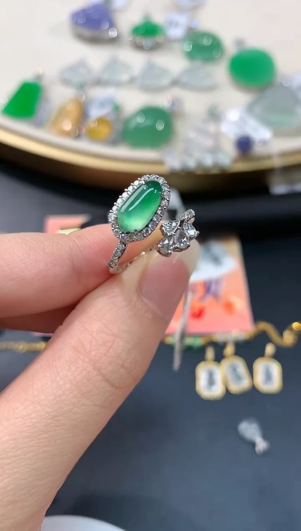 【闪购商品】翡翠戒指18K金镶嵌戒指A148|9800