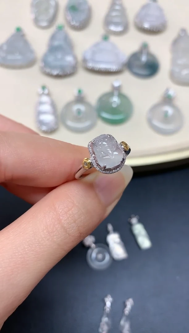 【闪购商品】翡翠戒指18K金镶嵌A267|3580