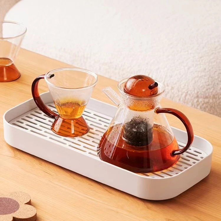 托盘家用客厅茶几杯子双层置物茶盘长方形厨房餐具碗盘