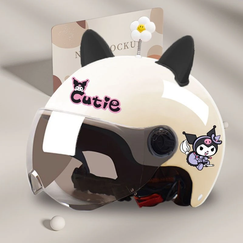 电动车头盔男女四季防晒摩托电瓶车机车安全帽子可爱新款库洛米