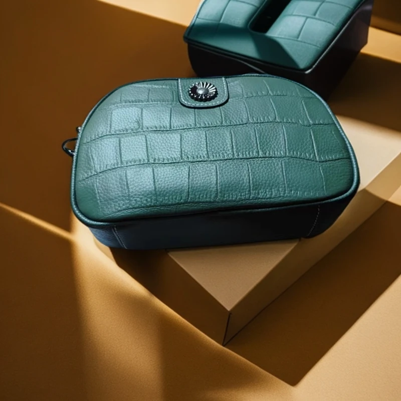 尺寸：22*7*14cm时尚休闲菊花五金真皮单肩包包9023