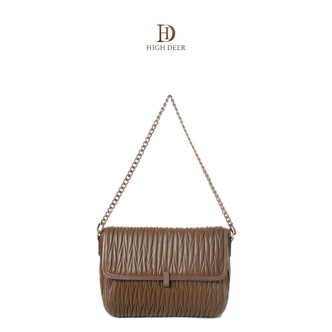 HIGH DEER/高鹿2023新款褶皱腋下时尚手提单肩斜挎包 HD23106