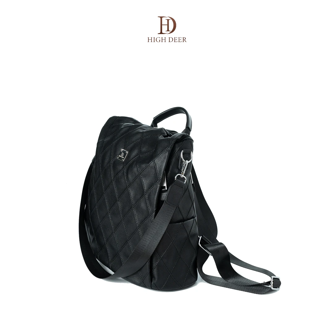 HIGH DEER/高鹿HD2631高级感牛皮双肩包女士潮流时尚百搭双肩背包