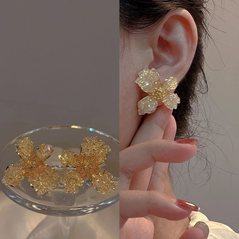 合金耳饰 花朵耳钉超仙24新款复古轻奢高级感清新森系耳环耳饰女