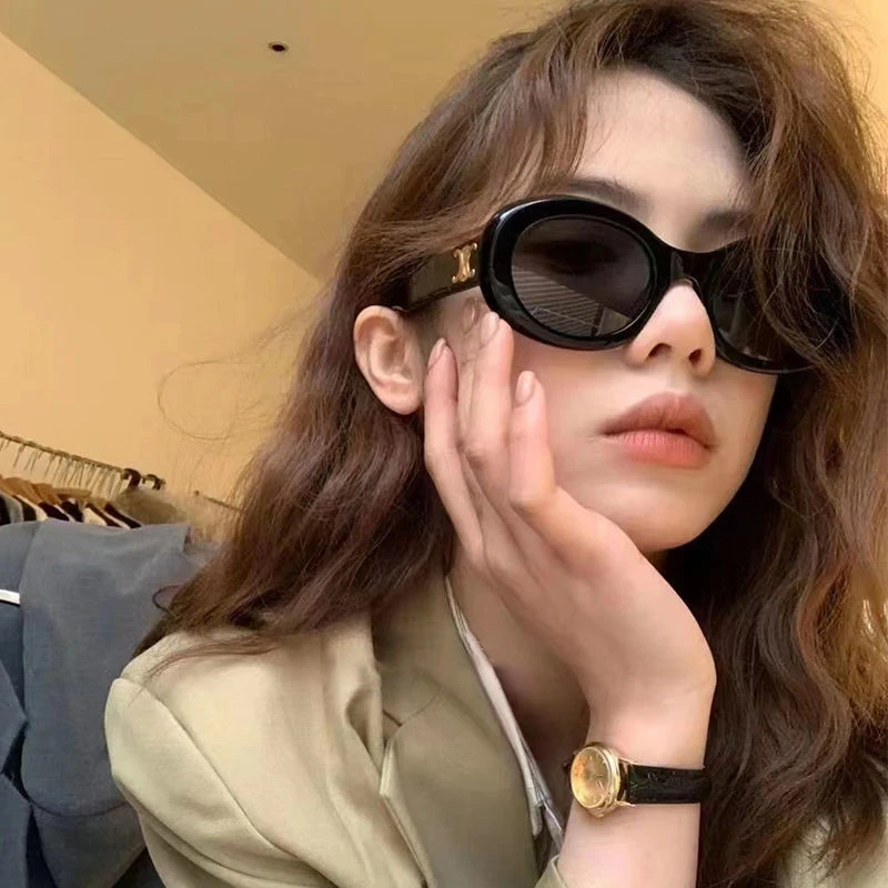 复古椭圆框墨镜女2024新款ins高级感欧美网红嘻哈街拍潮太阳眼镜