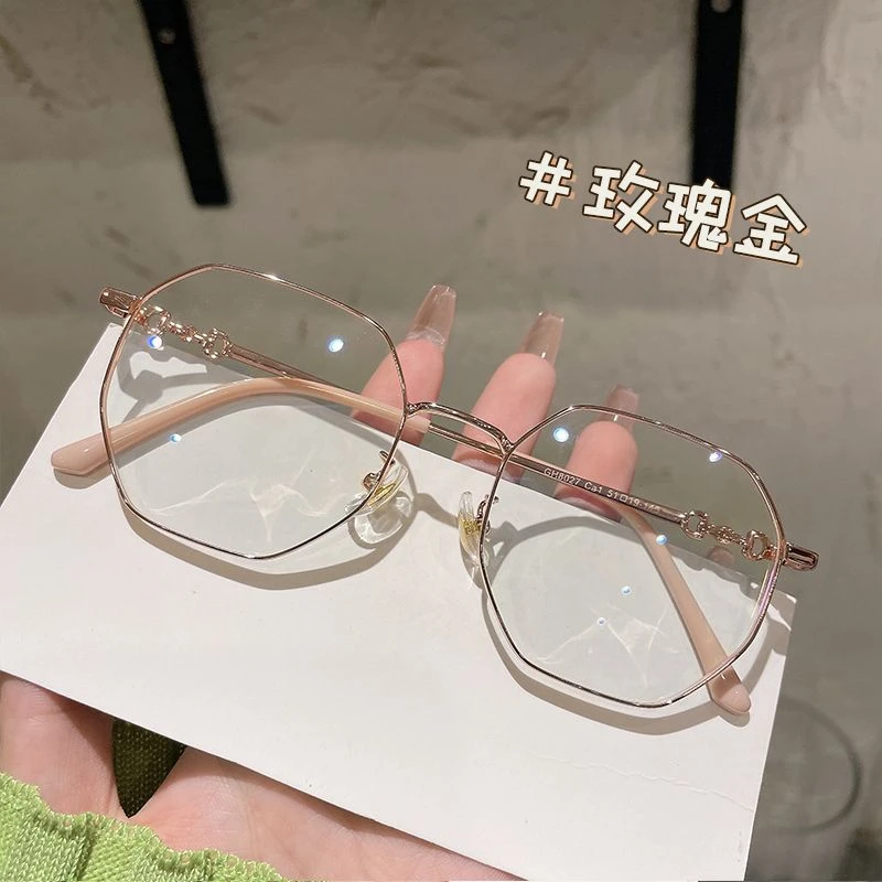 多边形近视眼镜女可配度数防蓝光辐射素颜ins高颜值韩版潮平光镜