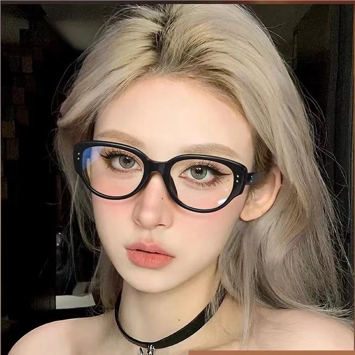 黑框眼镜女猫眼复古近视可配度数素颜网红三角大框大脸眼睛框镜架