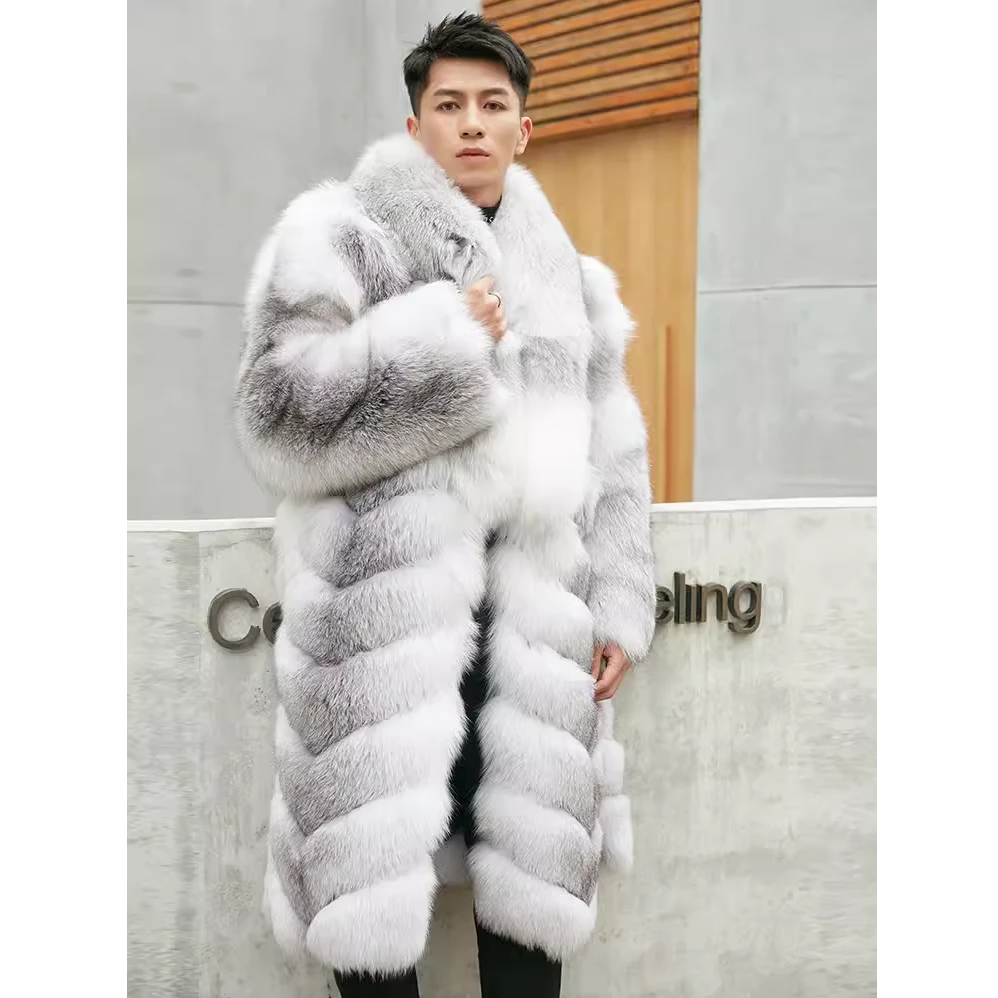 原创原生态SAGA级整皮外套皮毛一体真皮男士长款大衣潮秋冬时尚