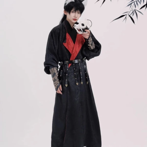 [龙纹圆领袍]鸟家原创唐制汉服缺胯袍双面穿男女春秋风衣复原