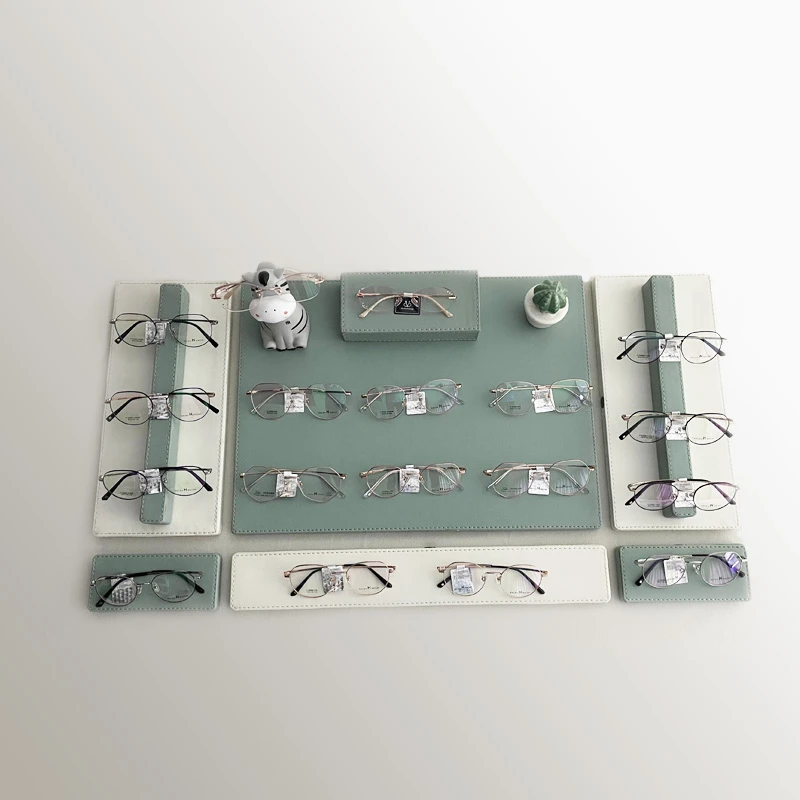 厂家直销太阳镜收纳托盘眼镜店陈列道具中岛展柜台防尘皮革展示架