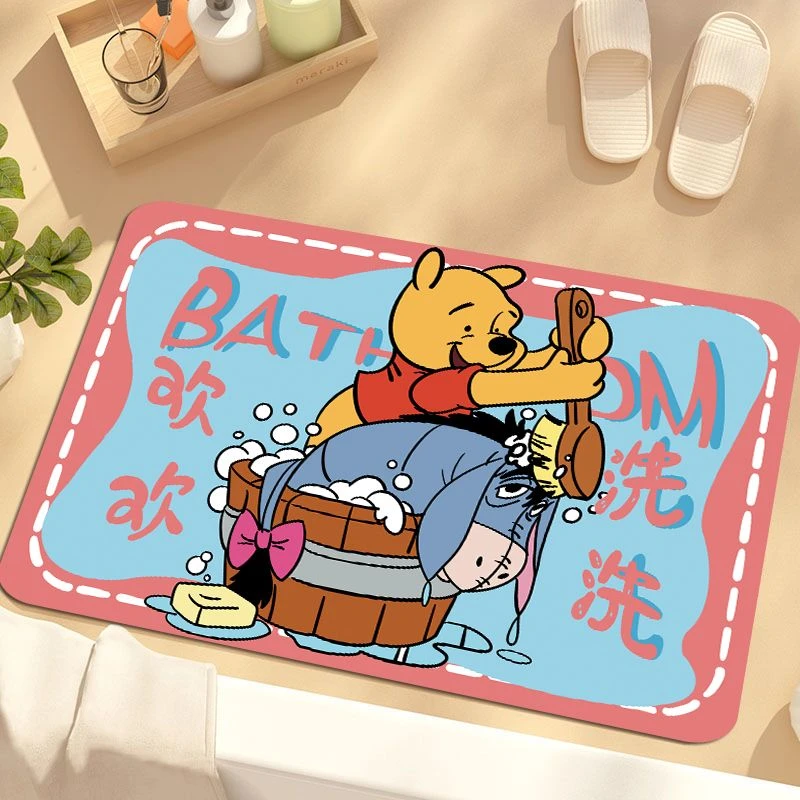 小熊维尼硅藻泥浴室防滑卫生间门口吸水防滑地垫厕所洗手间脚垫子