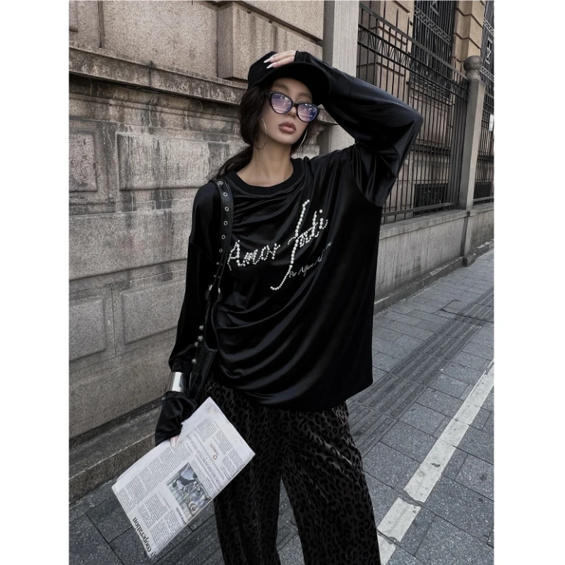 5z5C亮光丝绒珍珠长袖