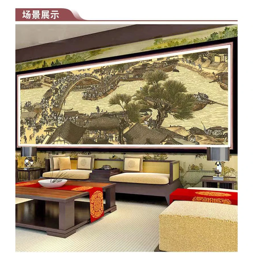 古绢布清明上河图十字绣线绣新款客厅2023全景满绣中国风山水画