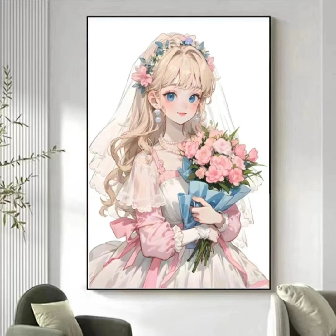 2023新款十字绣婚纱少女卡通儿童房可爱甜心