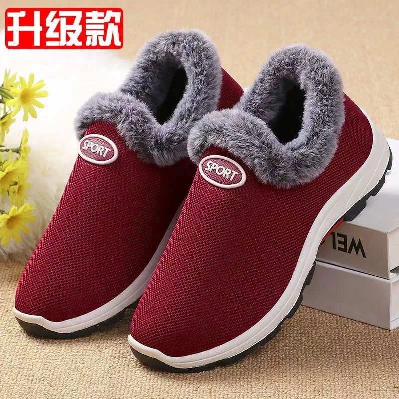 2024冬季女棉鞋老北京布鞋中老年加绒加厚运动鞋软底保暖妈妈棉鞋