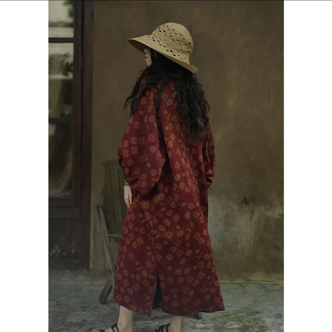 云雾里2166#原创设计复古文艺自由浪漫新中式大廓形袍子连衣裙