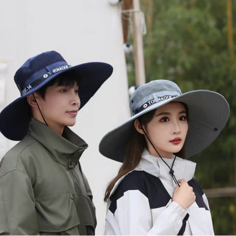 男女工作大帽沿圆帽子渔夫帽户外遮阳帽太阳帽可折防晒遮阳帽