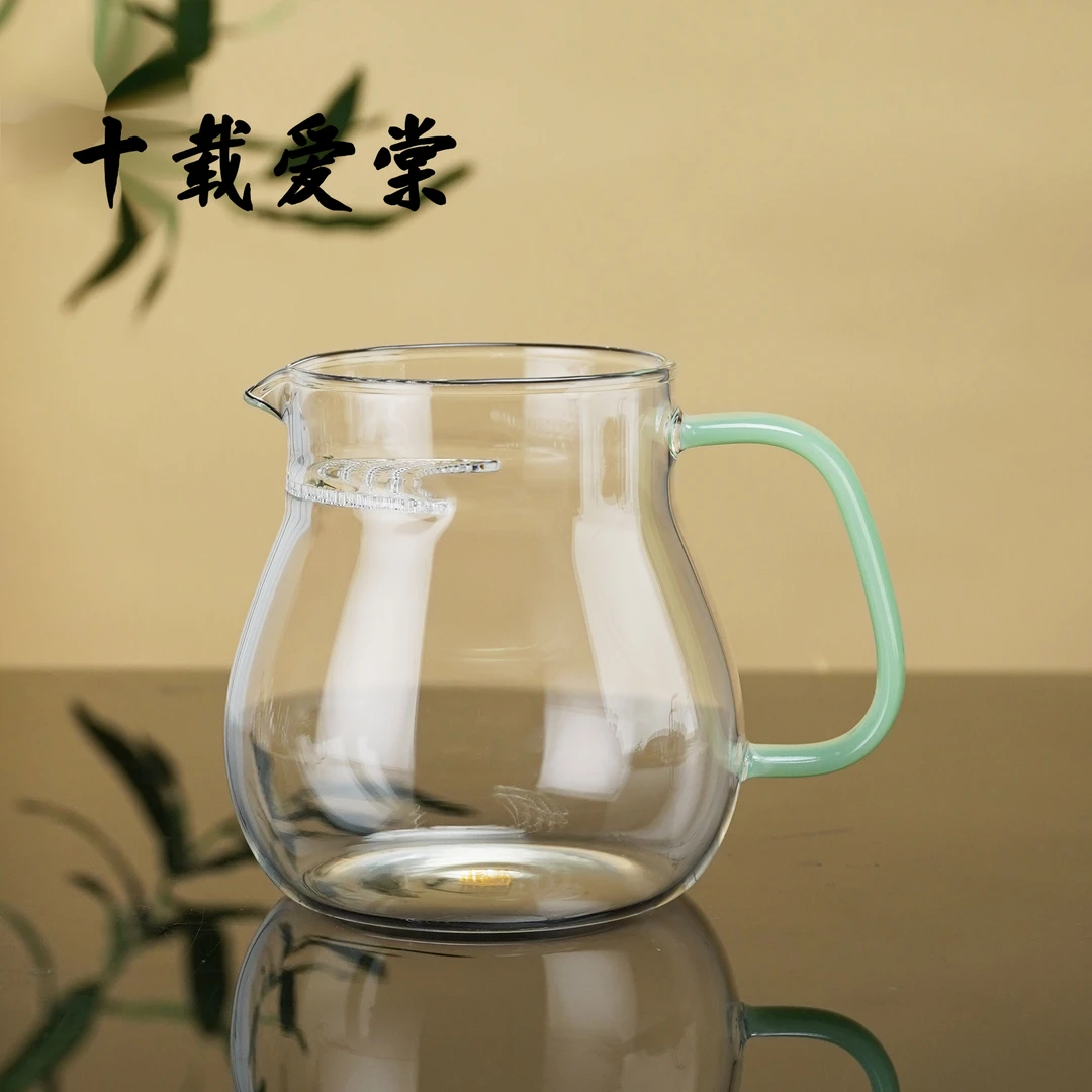 十载爱棠玻璃耐热煮茶器玻璃中式月牙过滤加厚玻璃大容量公道杯